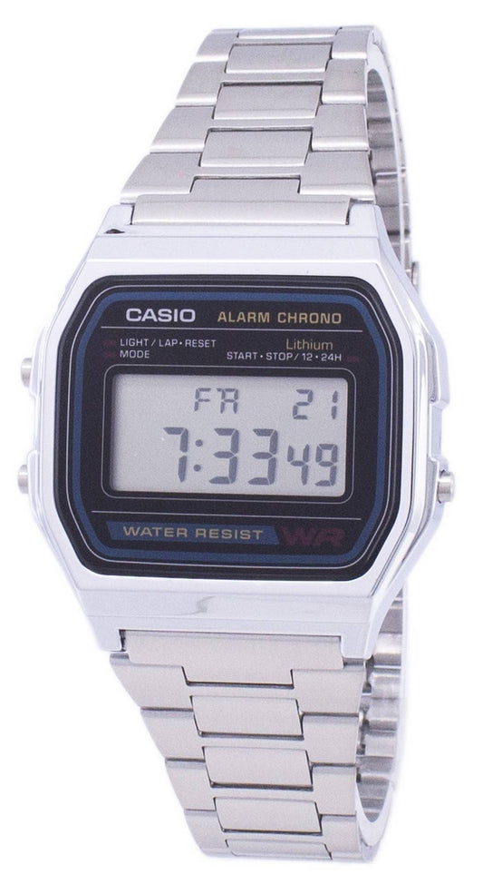 Casio Digital Stainless Steel Daily Alarm A158WA-1DF A158WA-1 Men's Watch