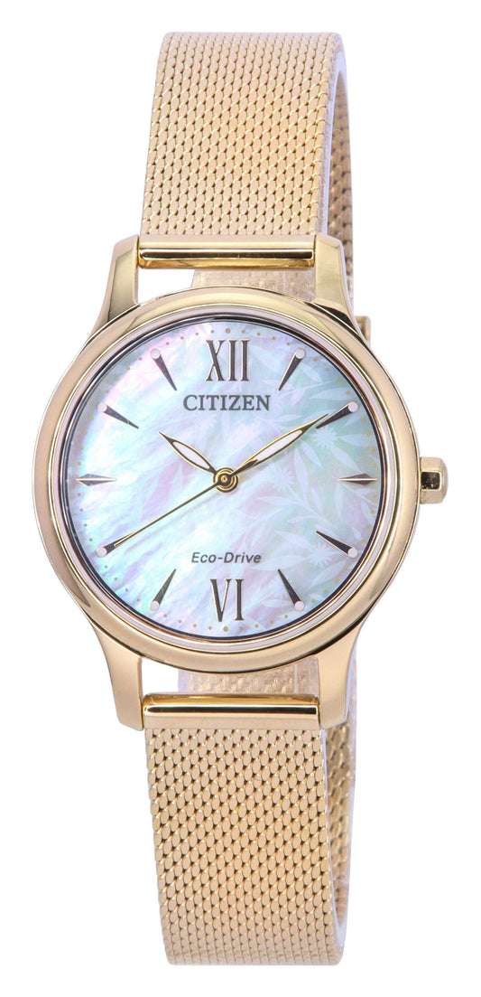 Citizen Eco-Drive Rose Gold Tone Stainless Steel Mother of Pearl EM0892-80D Women's Watch