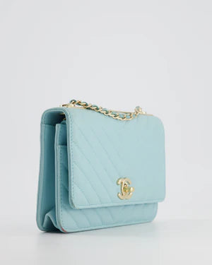 CHANEL TIFFANY BLUE CHEVRON QUILTED BAG