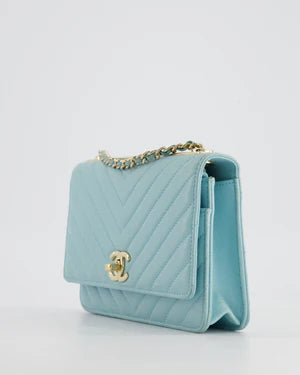 CHANEL TIFFANY BLUE CHEVRON QUILTED BAG