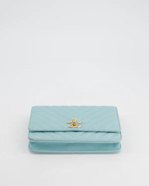 CHANEL TIFFANY BLUE CHEVRON QUILTED BAG