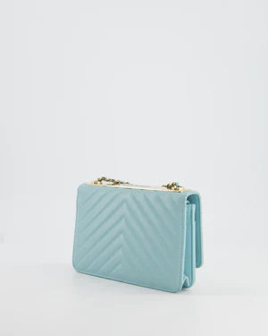 CHANEL TIFFANY BLUE CHEVRON QUILTED BAG