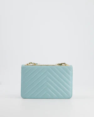 CHANEL TIFFANY BLUE CHEVRON QUILTED BAG