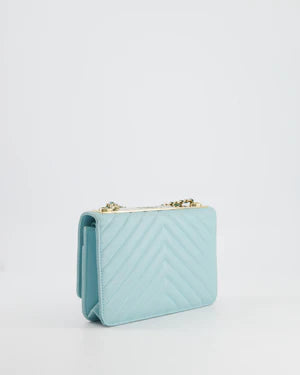 CHANEL TIFFANY BLUE CHEVRON QUILTED BAG