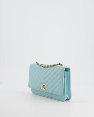 CHANEL TIFFANY BLUE CHEVRON QUILTED BAG