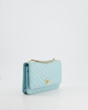 CHANEL TIFFANY BLUE CHEVRON QUILTED BAG