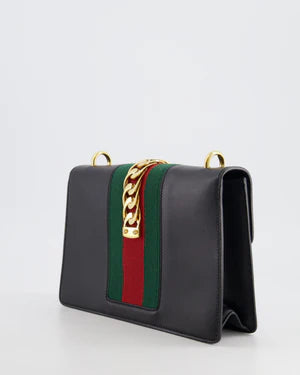 GUCCI BLACK LEATHER SMALL SYLVIE BAG