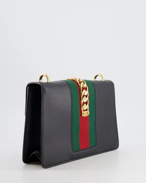 GUCCI BLACK LEATHER SMALL SYLVIE BAG