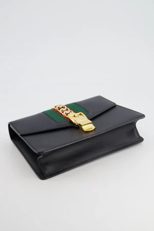 GUCCI BLACK LEATHER SMALL SYLVIE BAG