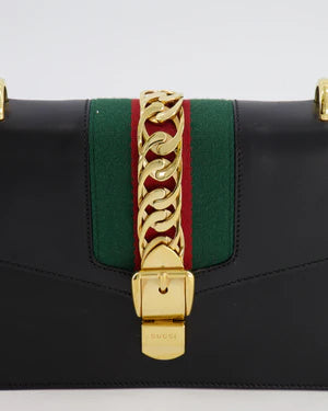 GUCCI BLACK LEATHER SMALL SYLVIE BAG