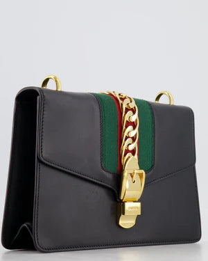 GUCCI BLACK LEATHER SMALL SYLVIE BAG