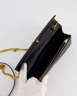 SAINT LAURENT BLACK WALLET ON CHAIN BAG