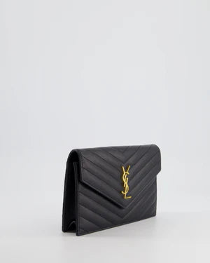 SAINT LAURENT BLACK WALLET ON CHAIN BAG